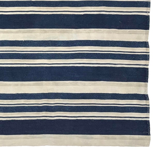 Shibori Indigo Flag Made From Vintage Cotton Mudcloth For Sale - Image 4 of 4