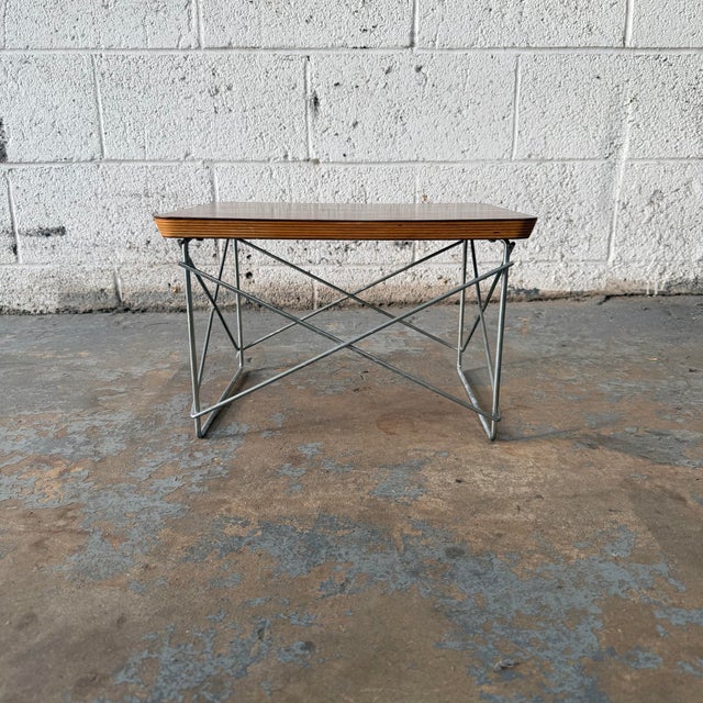 Eames Eames for Herman Miller LTR Side Table in Rosewood Low Table Rod Plywood & Chrome For Sale - Image 4 of 7