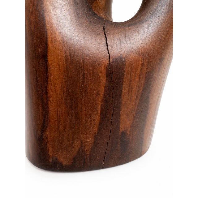 Brown Vintage Monoxyle Hardwood Vase by Alexandre Noll, 1970s For Sale - Image 8 of 10