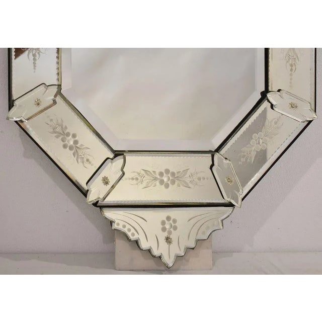 Glass Antique Venetian Mirror with Glass Fram, 20th Century For Sale - Image 7 of 10