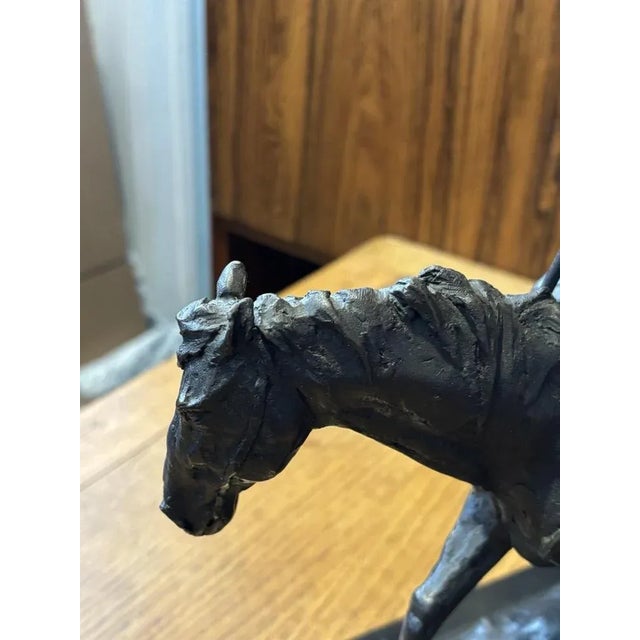Bronze Indian Chief on Horseback with Marble Base For Sale - Image 4 of 8