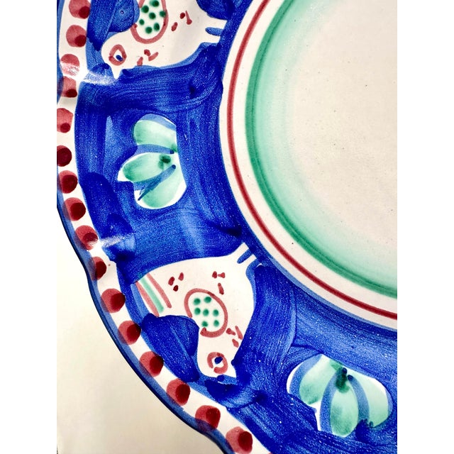 Solimene Vietri Sul Mane Italy Blu Chicken Ceramic Vintage Plate, Platter For Sale - Image 9 of 10