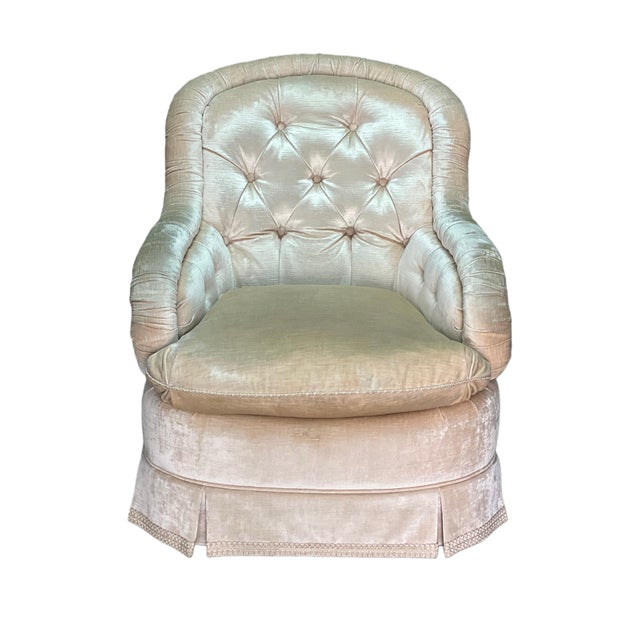Hollywood Regency 1990s Pair Hollywood Regency Baker Furniture Company Slipper Chairs For Sale - Image 3 of 18