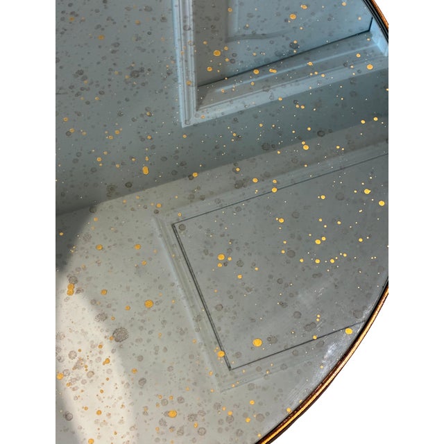 Baker Furniture Sculptural Gilt Metal Round Antiqued Mirror Accent Table For Sale - Image 9 of 10