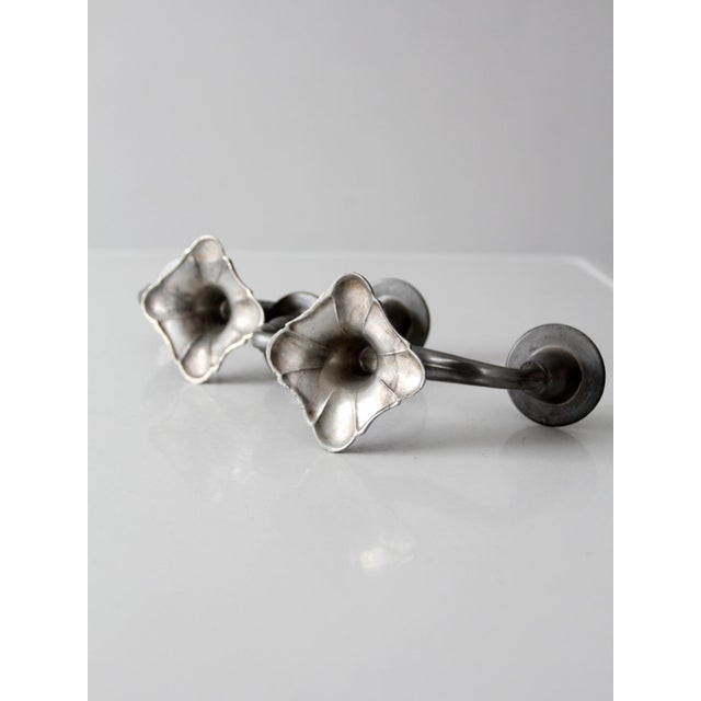 Antique Art Nouveau Double Candlestick Holders Pair For Sale - Image 11 of 11