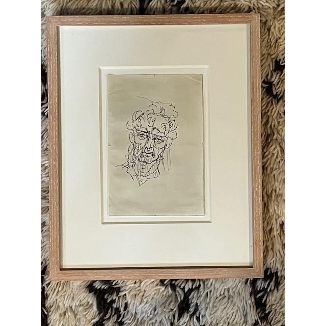 Pair of Framed Pen and Ink Drawing For Sale - Image 9 of 11