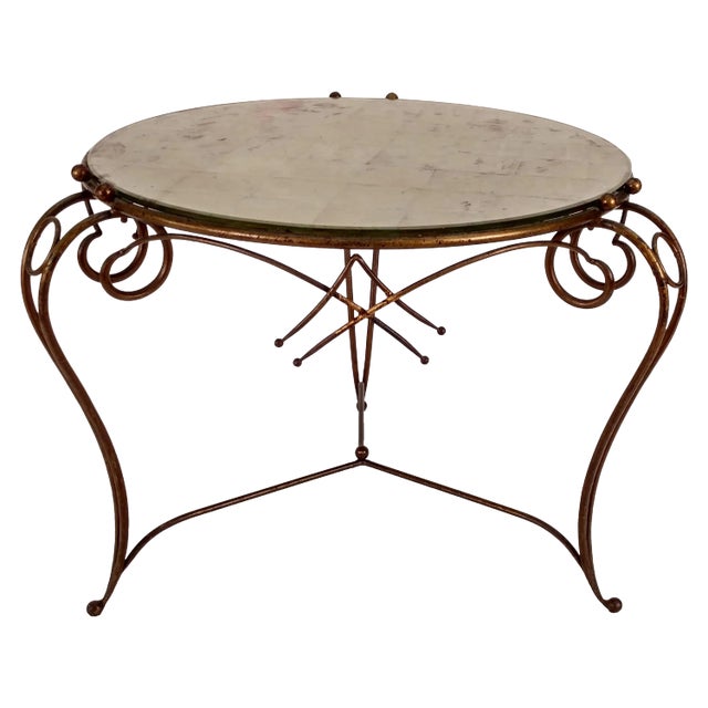 Gilt Metal Table and Gold Leaf Glass Top Chairish