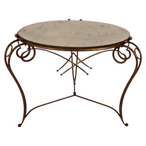 Gilt Metal Table and Gold Leaf Glass Top