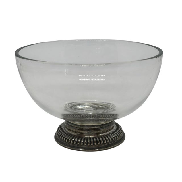 Vintage Frank M. Whiting & Co. 4 1/4” Glass Candy Bowl Decorative Gadroon Ribbed Pattern Sterling Silver Base For Sale - Image 10 of 10