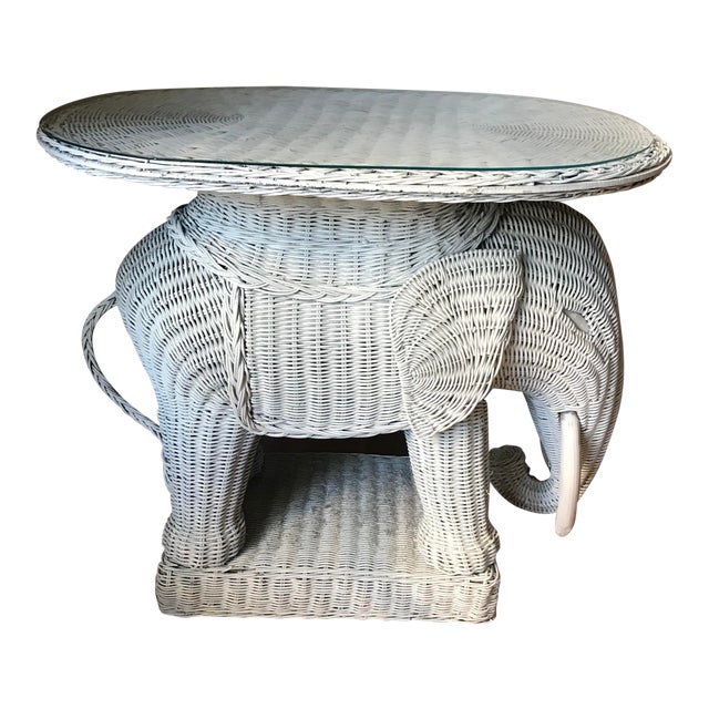 Vintage Wicker Elephant Side Table Chairish