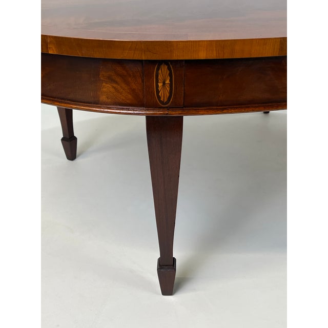 Brown Late 20th Century Hekman Grand Rapids Inlaid Crotch Mahogany Oval Coffee Table For Sale - Image 8 of 14