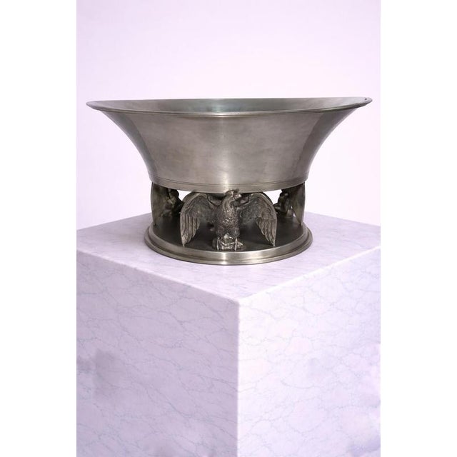 Art Deco Pewter Centerpiece Bowl with Eagle Motif from Ystad Tenn, Sweden, 1930s For Sale - Image 3 of 8