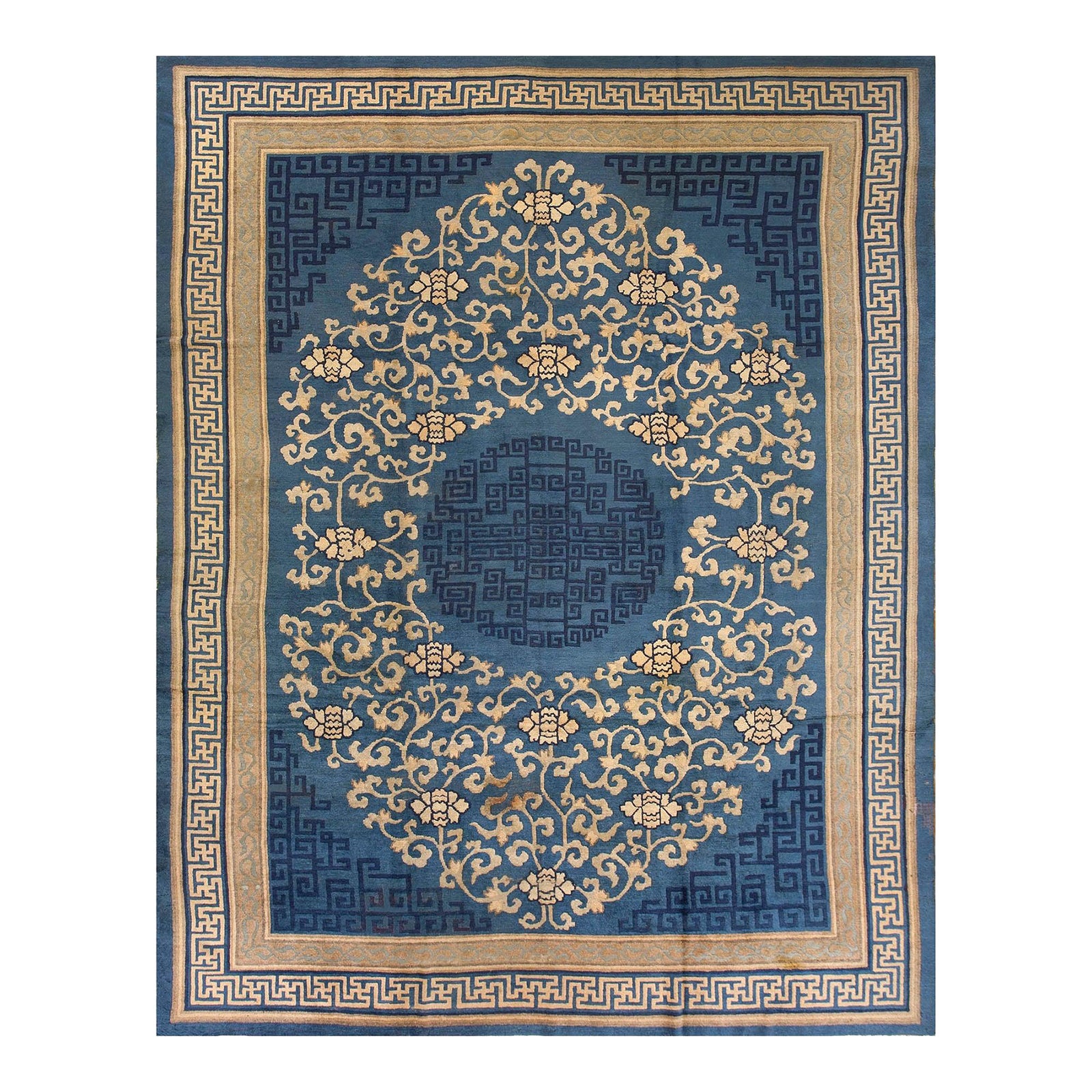 Gorgeous Royal Blue Background With Camel Border in a Medallion Pattern ...
