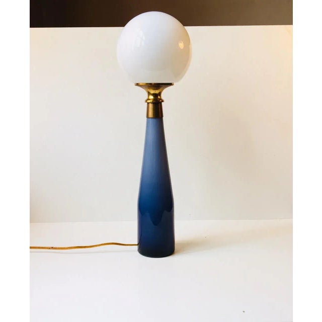 Vintage Cased Glass Nightblue Table Lamp by Bent Nordsted for Kastrup For Sale - Image 6 of 6