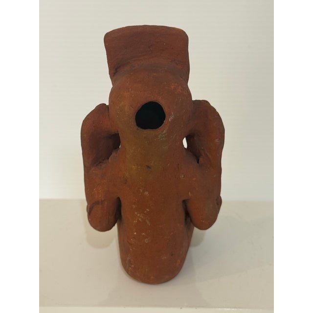 1970s Vintage Pre-Columbian Style Terracotta Seated Figure Sculpture 5” T X 2” W X 3” D For Sale - Image 5 of 11