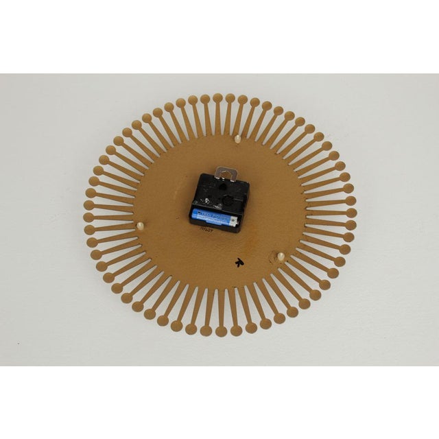 Gold Mid-Century Brass Sunburst Wall Clock, 1960s For Sale - Image 8 of 9