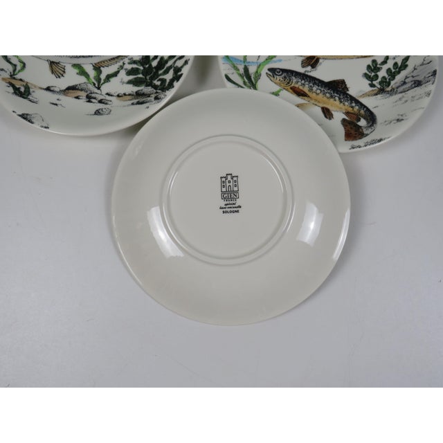Brown Vintage French Sologne Fish Dinner Plates from Gien, France, 1970s, Set of 6 For Sale - Image 8 of 10