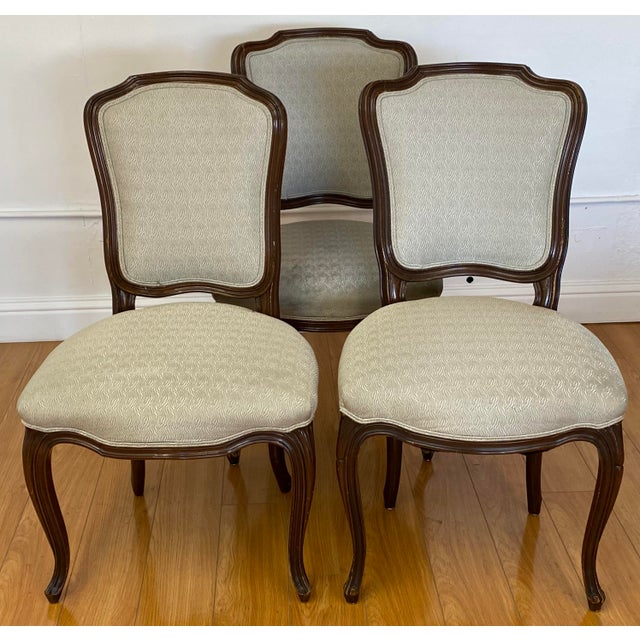 Wood Early 20th Century French Walnut Carved Side Chairs C.1900 - Set of 3 For Sale - Image 7 of 7
