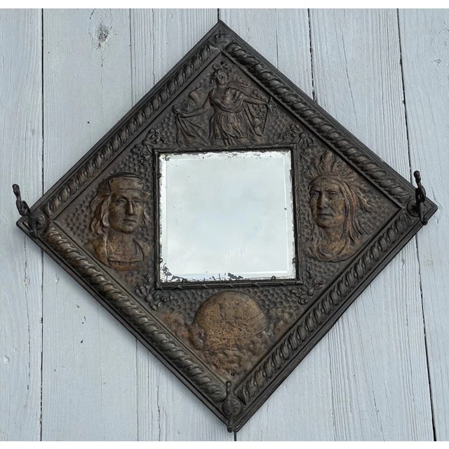 Rare Antique 19th C. Victorian Novelty Advertise Metal Mirror Regent MFG Chicago For Sale - Image 15 of 18