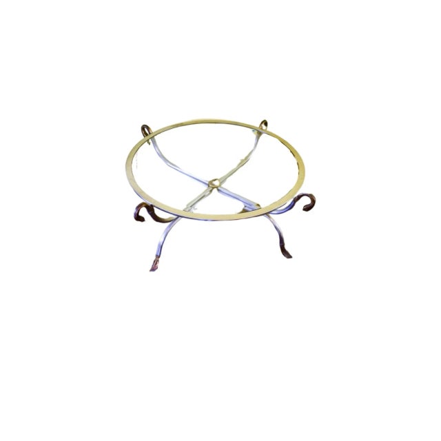 1960s Vintage Maison Jansen Style Steel & Brass Swan Head Coffee Table Circa 1960’s For Sale - Image 10 of 10