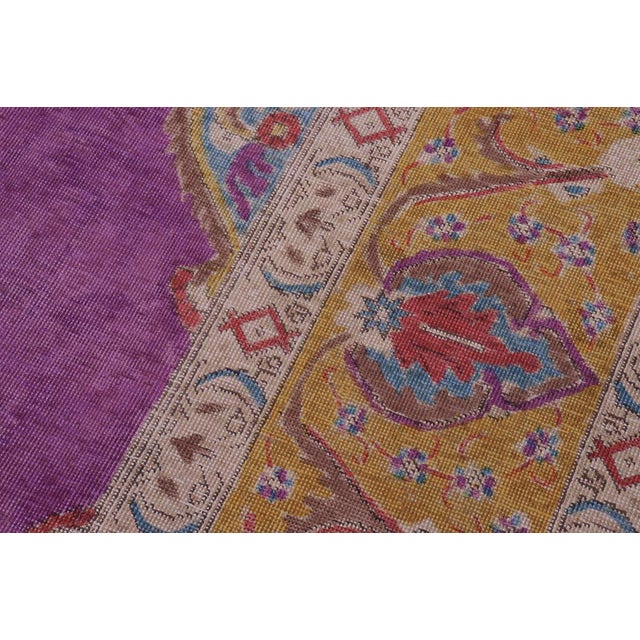 1990's Vintage Light Purpl/Yellow Wool Rug - 9'5'' X 12'0'' For Sale - Image 4 of 10
