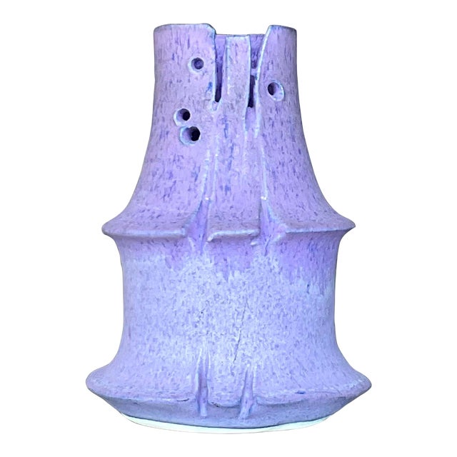 Vintage Boho Signed Studio Pottery Vase For Sale