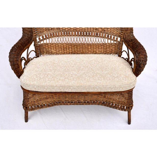 Antique Wicker Loveseat by Larkin & Co., Arts and Crafts Style, Usa For Sale In Philadelphia - Image 6 of 13
