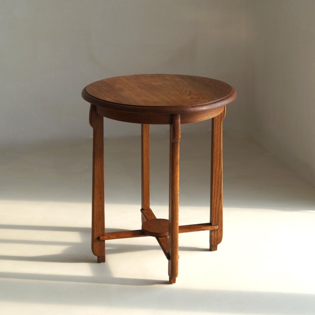 Dutch Art Deco Amsterdam School Oak Side Table, 1920s For Sale - Image 6 of 10