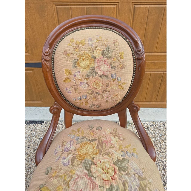 Victorian Antique Victorian Needlework Parlor Chair For Sale - Image 3 of 18