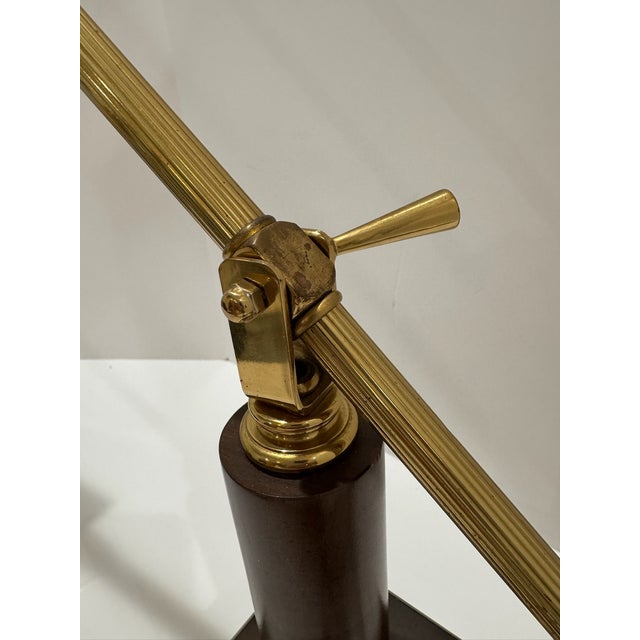 2000 - 2009 Vintage House of Troy Brass and Wood Counterbalance Piano Desk Lamp For Sale - Image 5 of 9