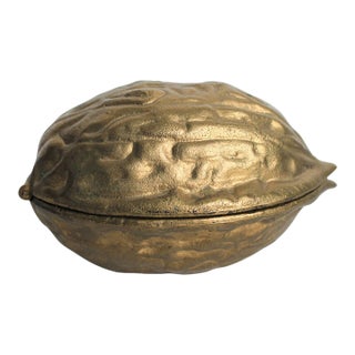 Vintage Brass Walnut Nutcracker For Sale