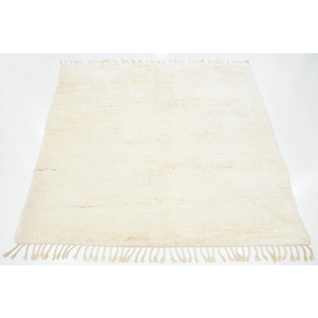 8 X 10 Comtemporary Moroccan Style Beige Shag Wool Rug For Sale - Image 9 of 10