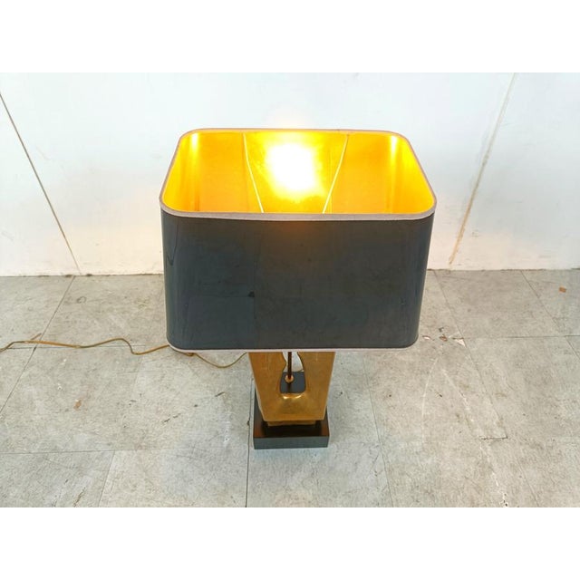 Metal Mid-Century Brass Leaf Table Lamp, 1970s For Sale - Image 7 of 12