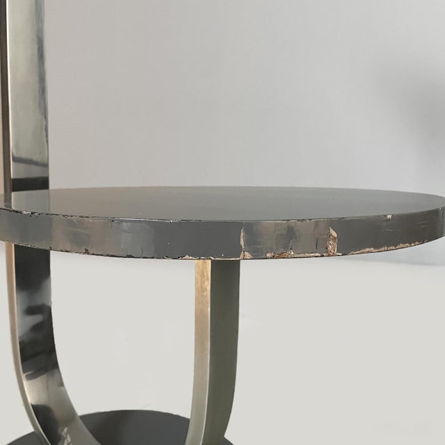 Silver Italian Art Deco Floor Lamp with Integrated Table, 1930s For Sale - Image 8 of 14