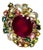 Bochic “Capri” Vintage Ruby, Multi Sapphire & Diamond Ring Set In 18K Gold & Silver For Sale