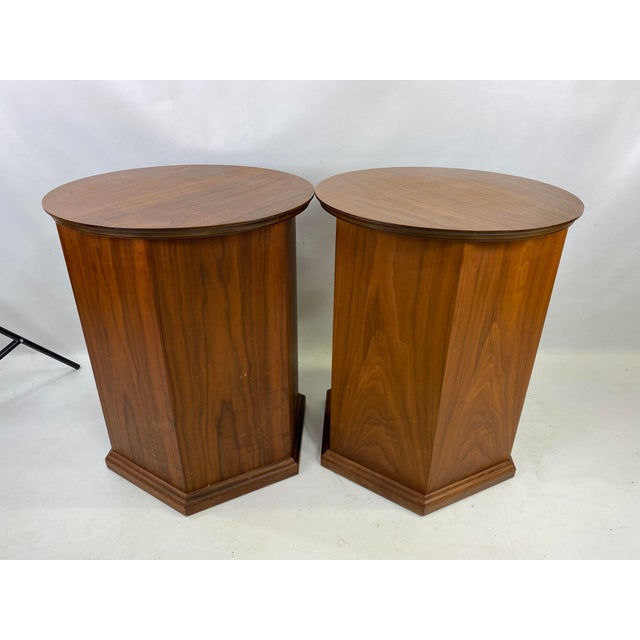 Mid Century Walnut Realistic Optimus 6 Speakers / End Tables a Pair