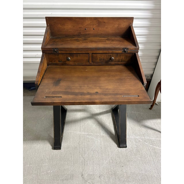 Early 21st Century Writing Desk or Secretary Style Desk on Trestle Style Legs, 21st Century For Sale - Image 5 of 9