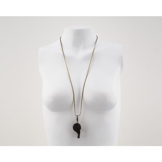 German Metal Whistle with Wooden Pea Leather Cord and Metal Chain, 1940s, Set of 3 For Sale - Image 13 of 18