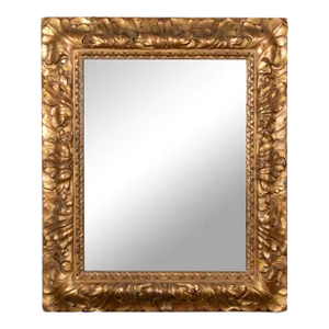 French Giltwood Mirror With Foliate and Chain Moulding, Rectangular, Circa 1850