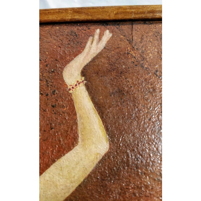 Vintage Signed Lady Dancer Oil Painting Board For Sale - Image 10 of 12
