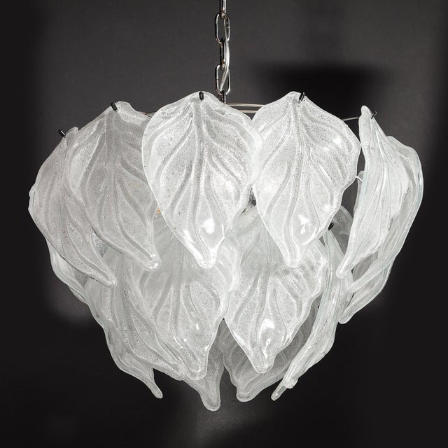 Mid-Century Hand-Blown Leaf Form Mottled Murano Glass Chandelier by Mazzega For Sale - Image 13 of 17