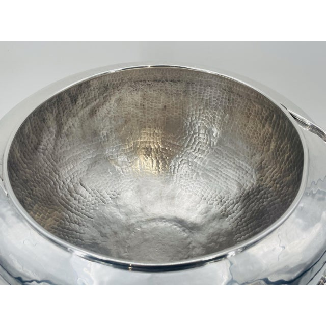 Metal 1980s Silver Plate Punch Bowl With Stone Inlay by Emilia Castillo, Mexican Silver For Sale - Image 7 of 18