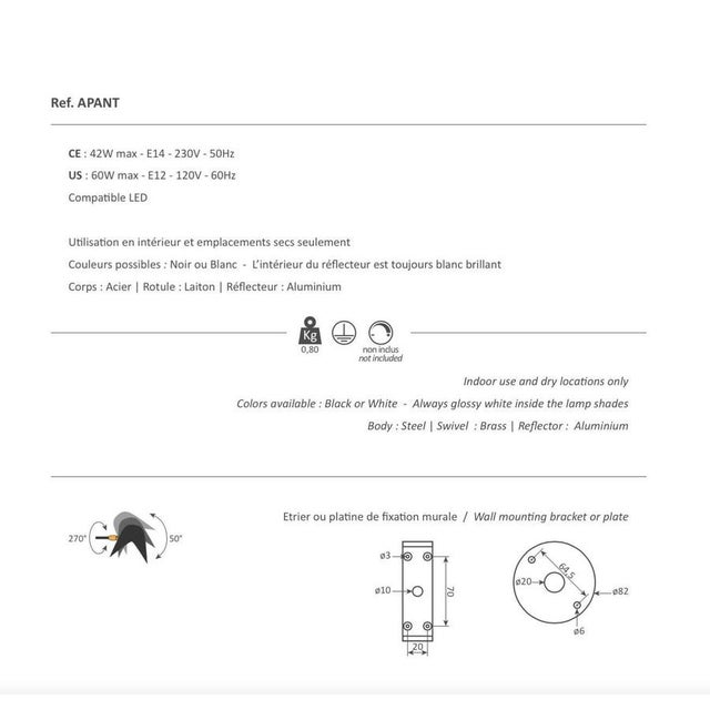 Mid-Century Modern Black Anthony Wall Lamps by Serge Mouille, Set of 2 For Sale - Image 6 of 8