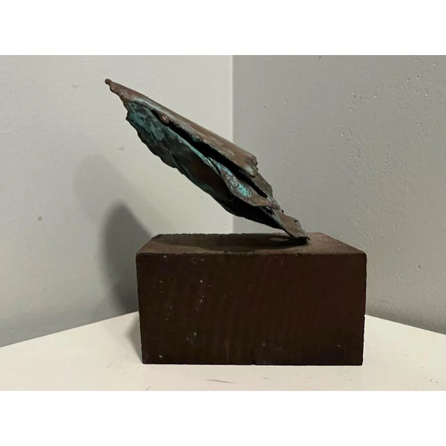 Mid-Century Modern Midcentury, Unique Copper Sculpture on Teak Base, One of a Kind For Sale - Image 3 of 6