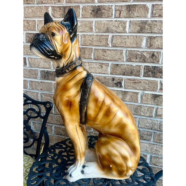 Vintage Life Size Boxer Dog Statue Figurine Chairish