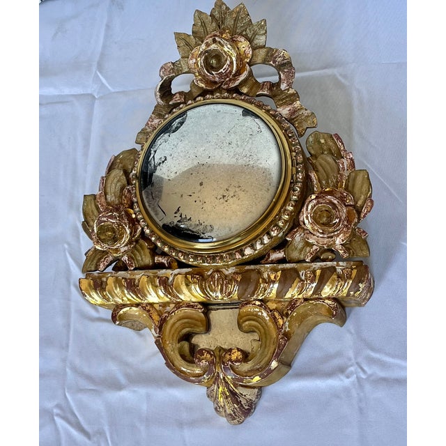 Gold Antique French Gilt Wood Clock Case W/Mirrored Convex Glass Finish For Sale - Image 8 of 18