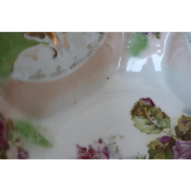 Vintage Gold Trimmed Porcelain Floral Bowl For Sale - Image 9 of 9
