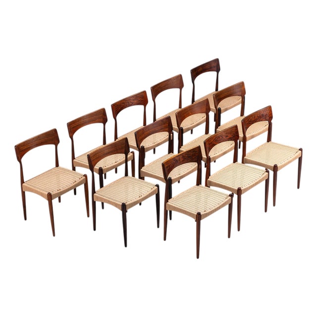 Large Dining Chairs by Christian Linneberg for Christian Linneberg, 1960s, Set of 12 For Sale