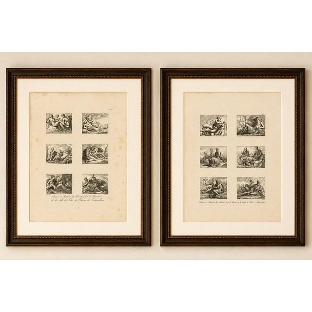 Set of Two Primaticcio Fontainebleau Fresco Engravings by Baltard, 1803 : This elegant pair of original antique...
