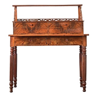 French 19th Century Mahogany and Leather-Top Writing Desk For Sale